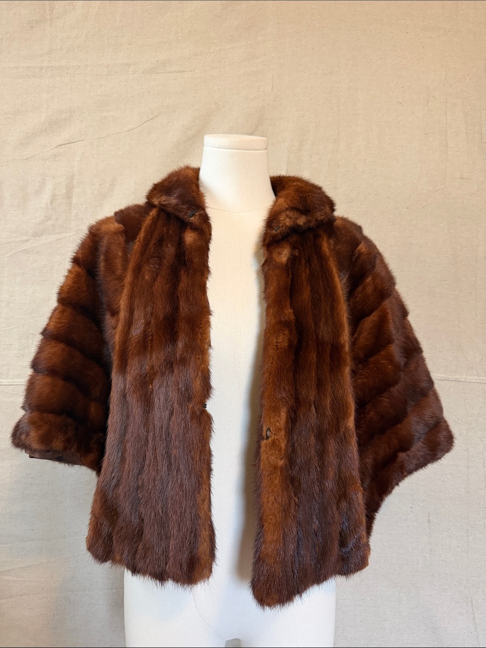 Vintage Brown Short Fur Cape Jacket